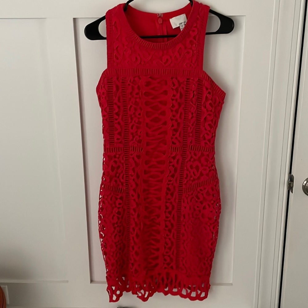 Gorgeous red lace overlay dress